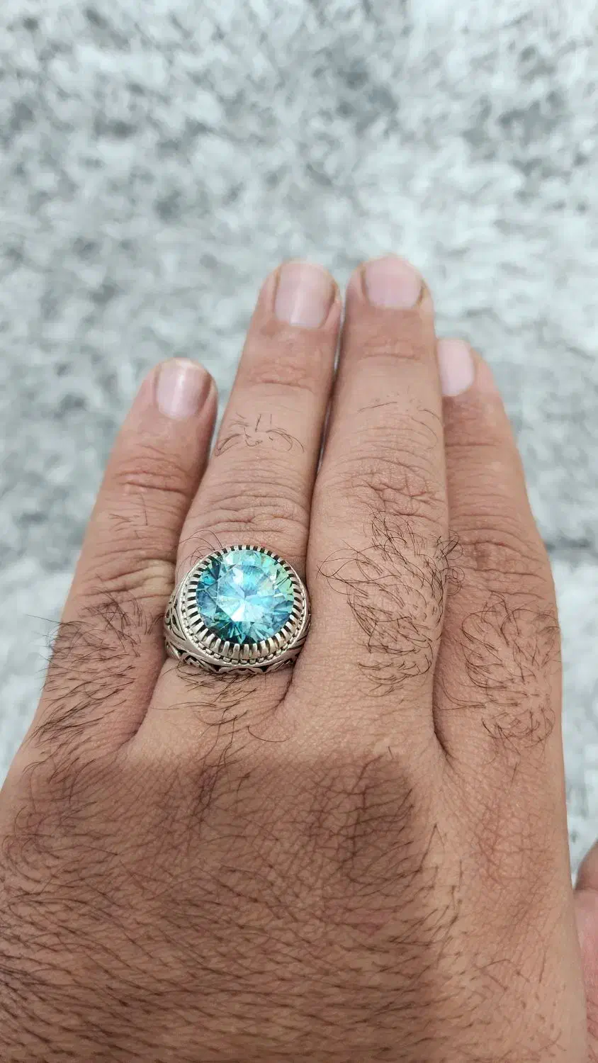 انگشتر نقره اصل سنگ الماس موزانایت|جواهرات|مریوان, |دیوار