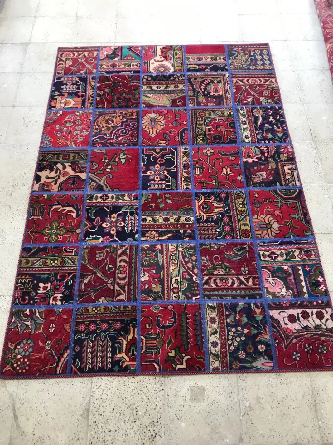 فرش چهل تکه خشتی دست بافت|فرش|کرج, برغان|دیوار