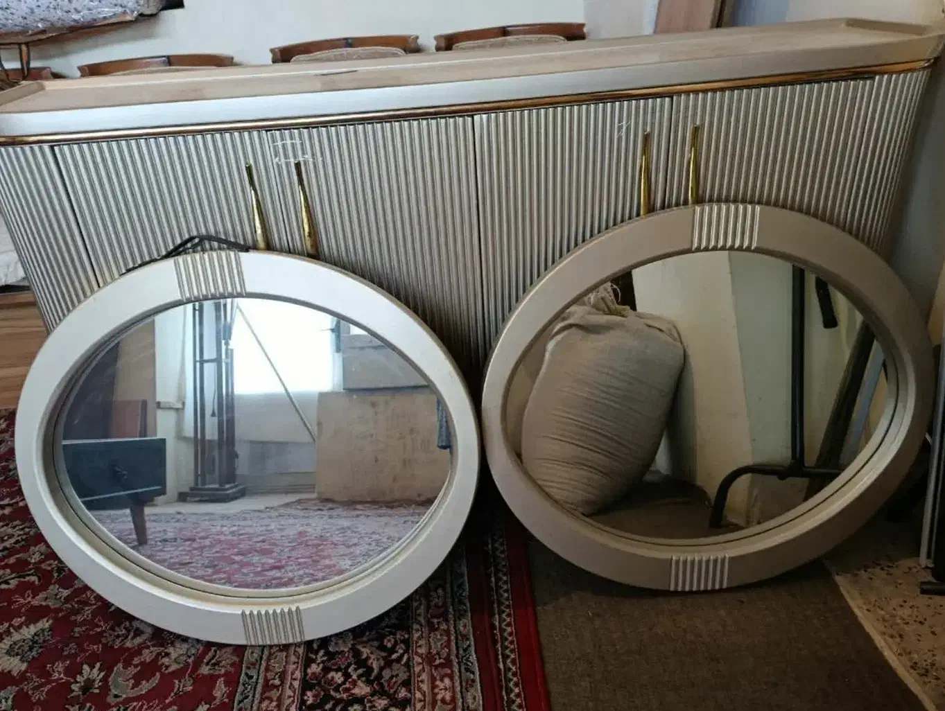 کنسول با دو ایینه|بوفه، ویترین، کنسول|لنجان, |دیوار