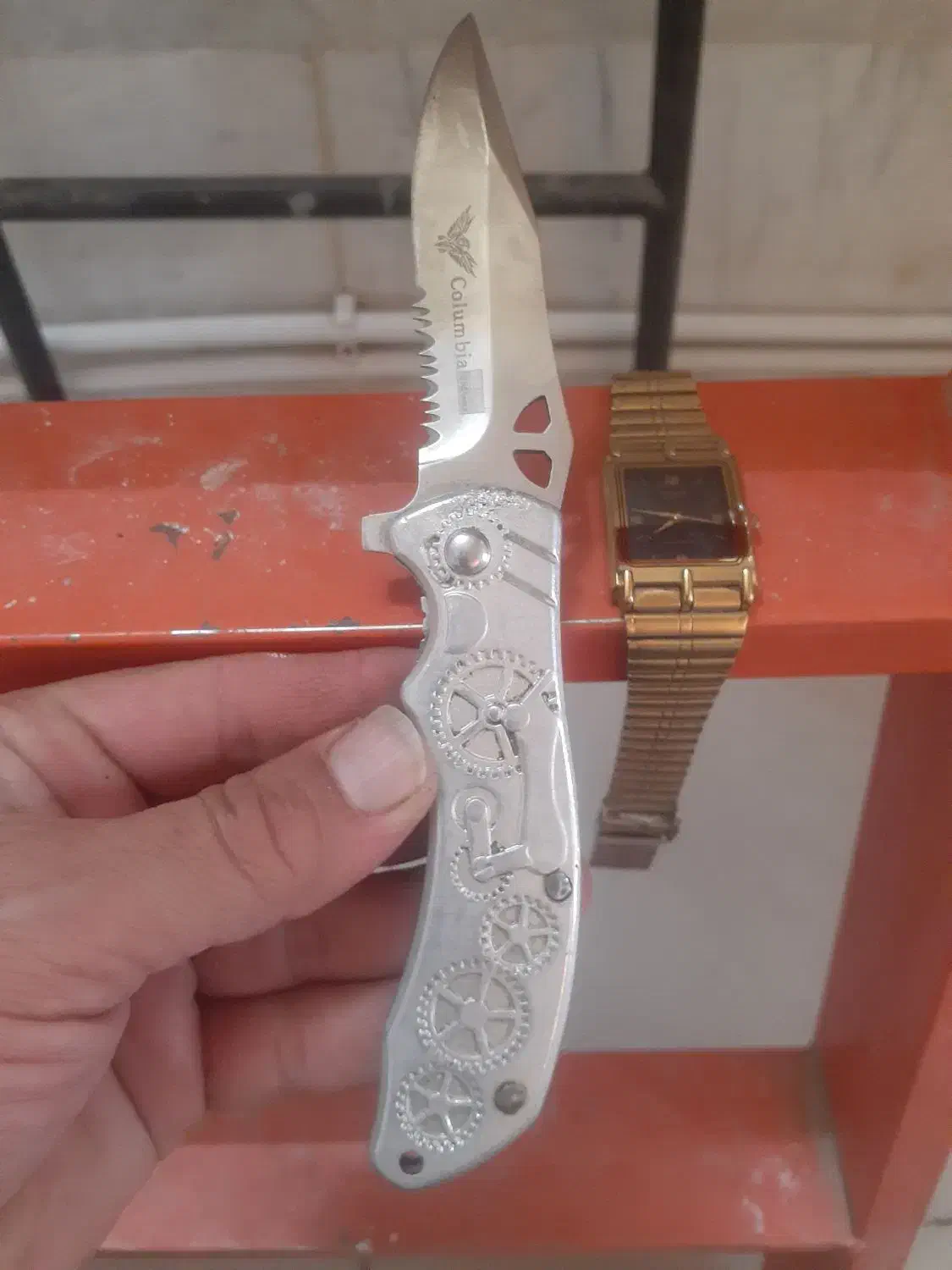 چاقوی کوهنوردی و گردش امریکایی اصل با ساعت اورینت|کلکسیون و سرگرمی|کاشمر, |دیوار