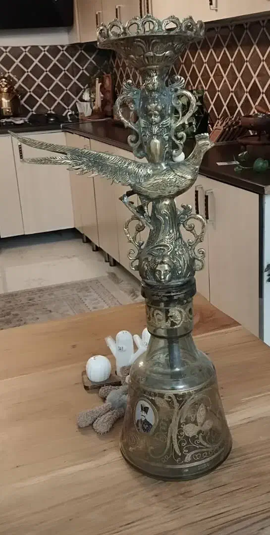 قلیون برنجی قدیمی|کلکسیون اشیاء عتیقه|کلاردشت, |دیوار