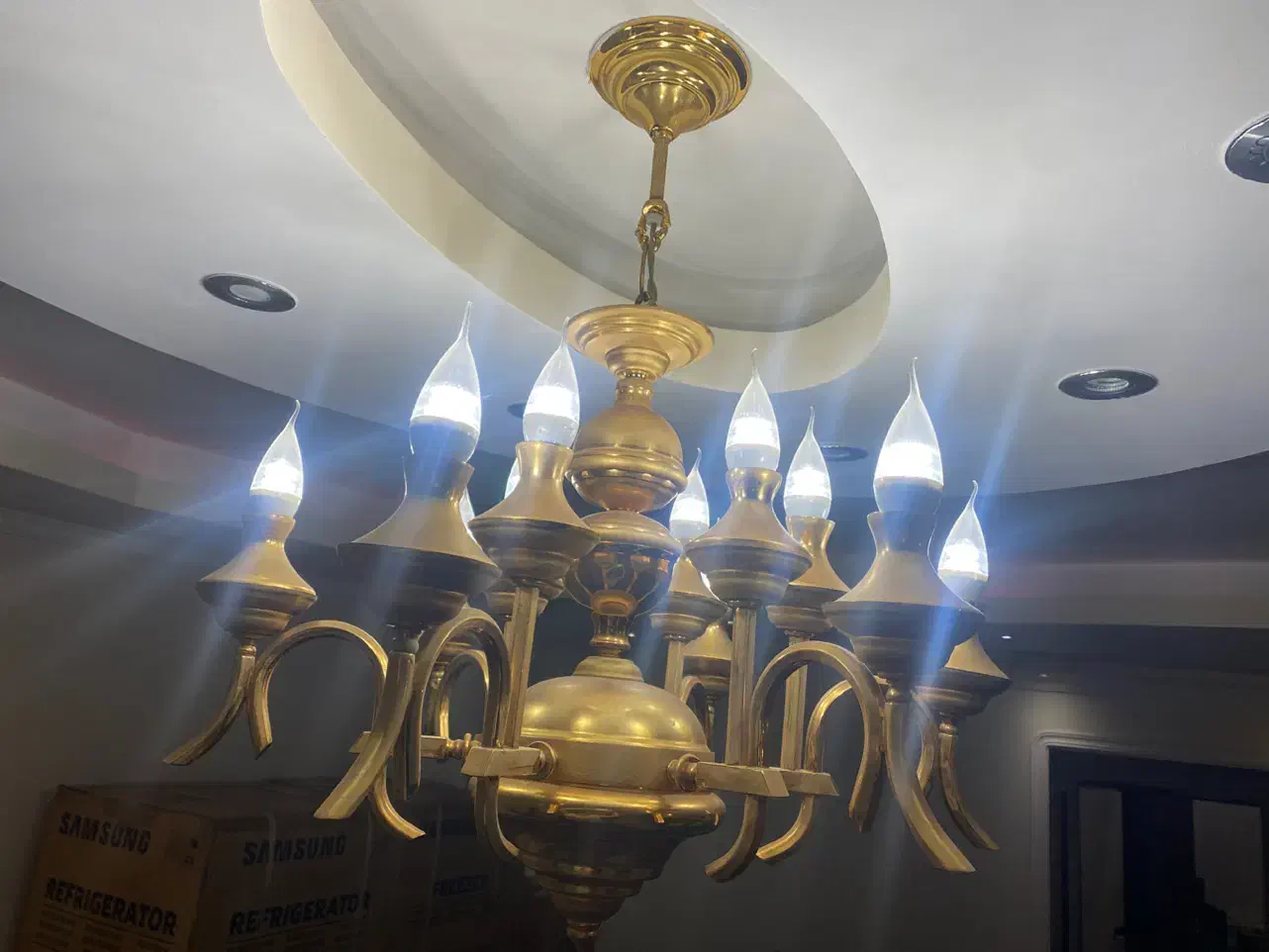 لوستر برنجی|لوستر و چراغ آویز|رشت, نامجو|دیوار