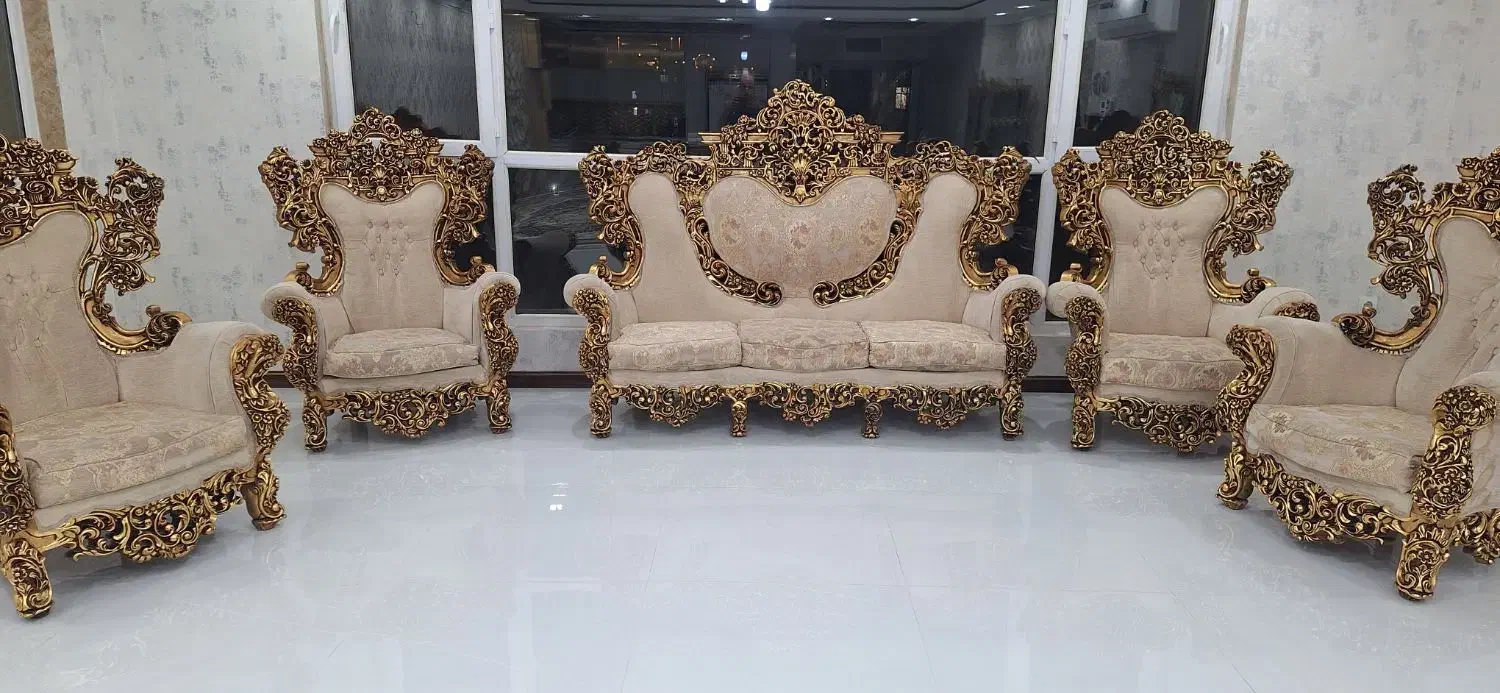 مبلمان استیل سلطنتی ۹نفره چوب راش|مبلمان خانگی و میز عسلی|فردیس, فرامرزیه|دیوار