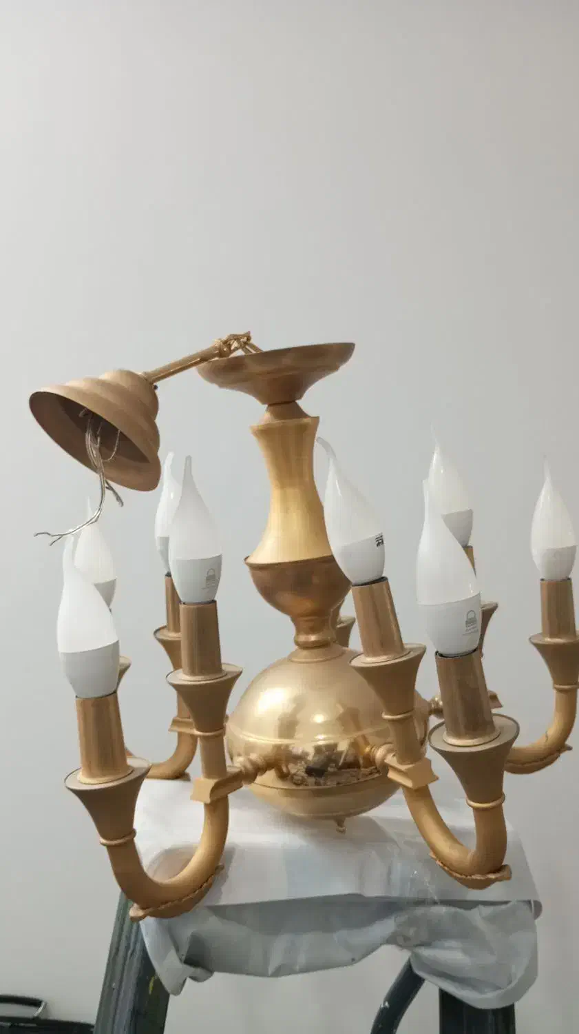 لوستر 10 شعله طلایی|لوستر و چراغ آویز|سمنان, |دیوار