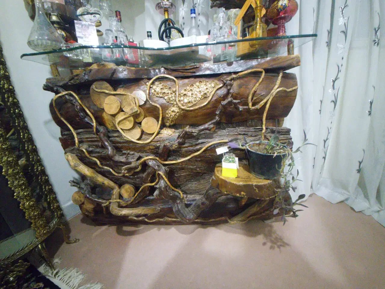 فروش میزبار چوبی با چوب گردو|بوفه، ویترین، کنسول|سهند, |دیوار