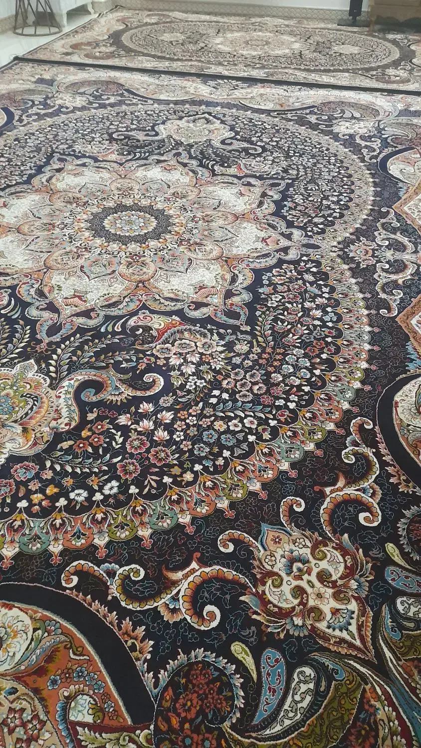 فرش طرح چیچک رنگ سرمه ایی|فرش|وحیدیه, |دیوار