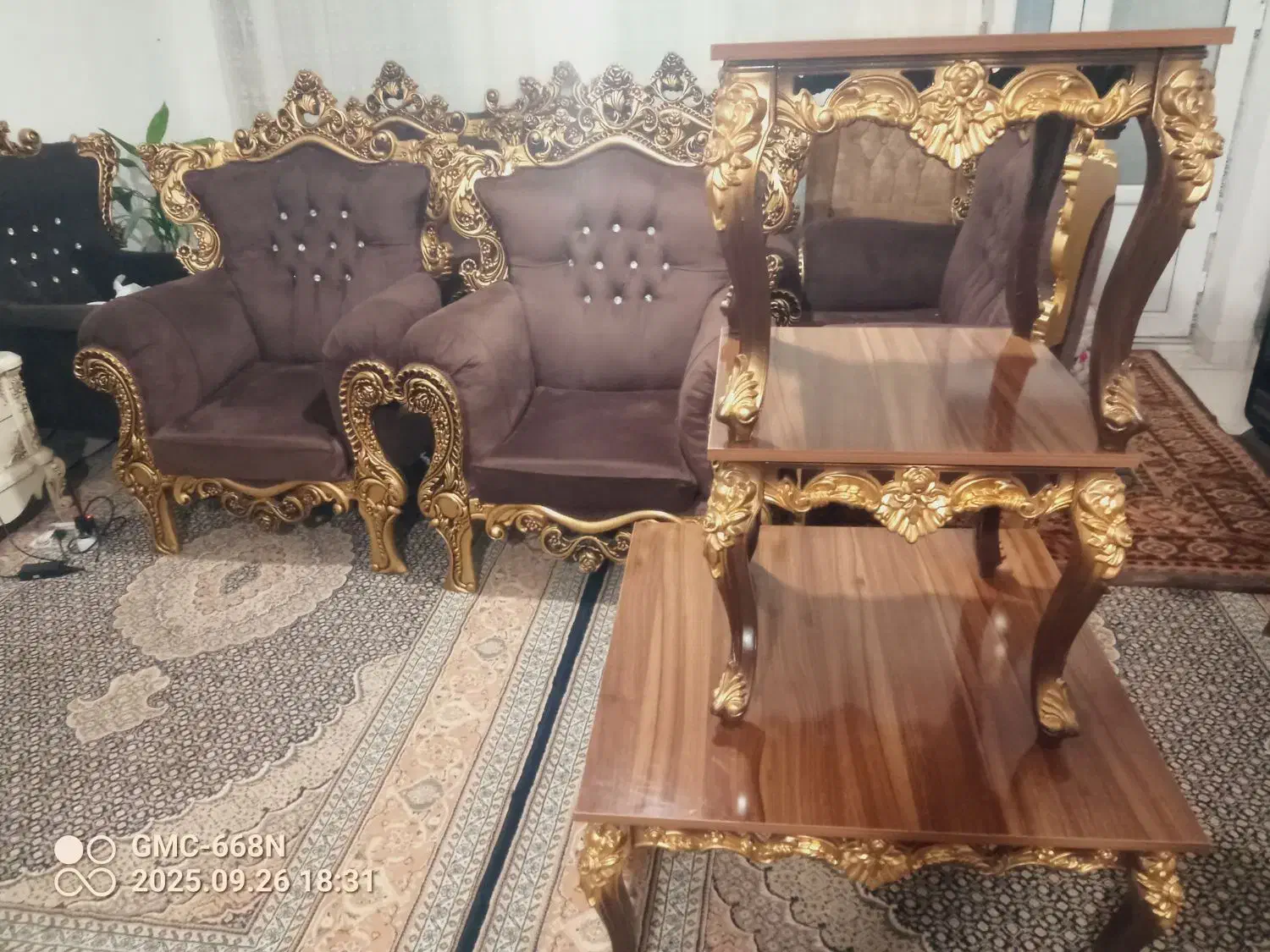 مبل 9 نفره نیمه سلطنتی همراه سه عدد جلو مبلی|مبلمان خانگی و میز عسلی|اردبیل, |دیوار