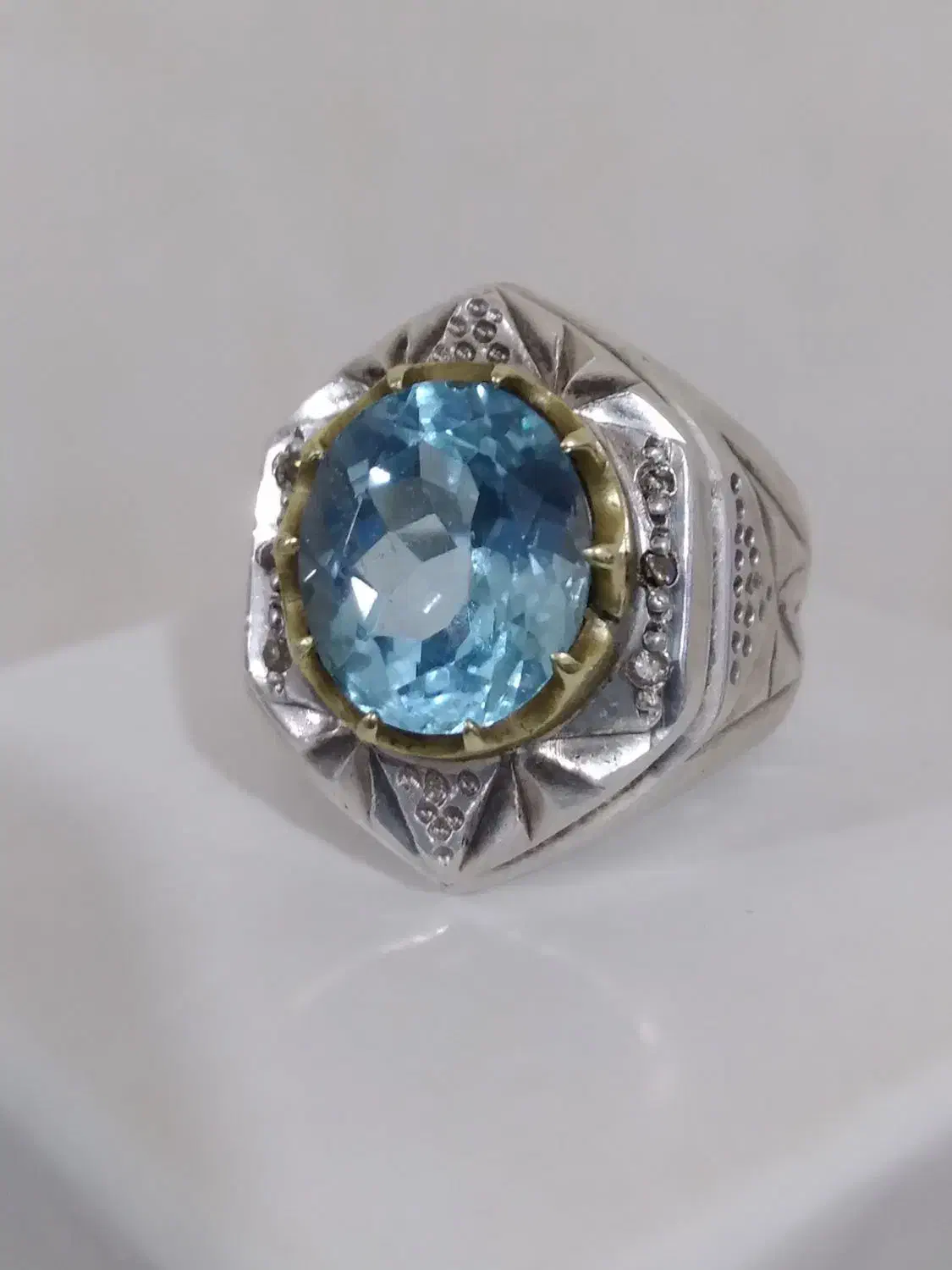 انگشترفاخرکلکسیونی باسنگ توپازاصلی وشش بلرین کددار|جواهرات|نورآباد, |دیوار