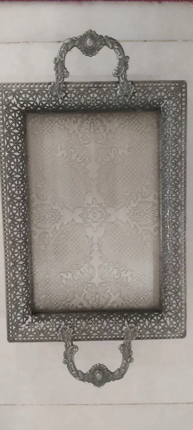 سینی سیلور قدیمی کار بسیار زیبا|کلکسیون اشیاء عتیقه|کرمانشاه, |دیوار