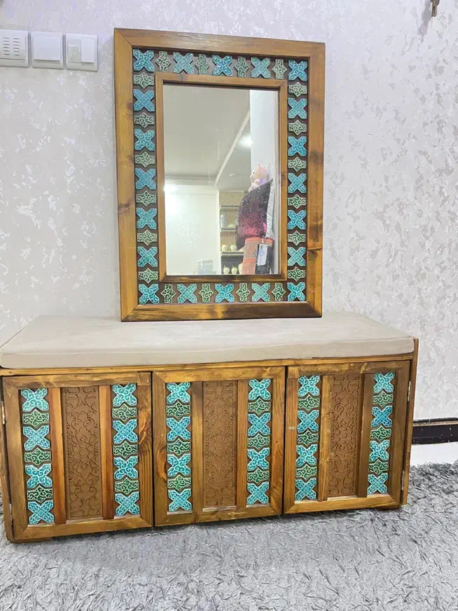 جا کفشی و آینه ست  تمام چوب|جاکفشی، کمد، دراور|بندر امام خمینی, |دیوار