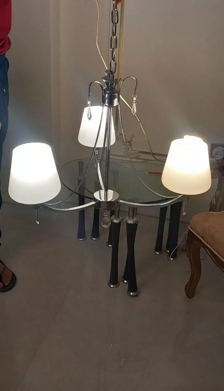 لوستر سه شاخه مدرن|لوستر و چراغ آویز|مشهد, شریف|دیوار