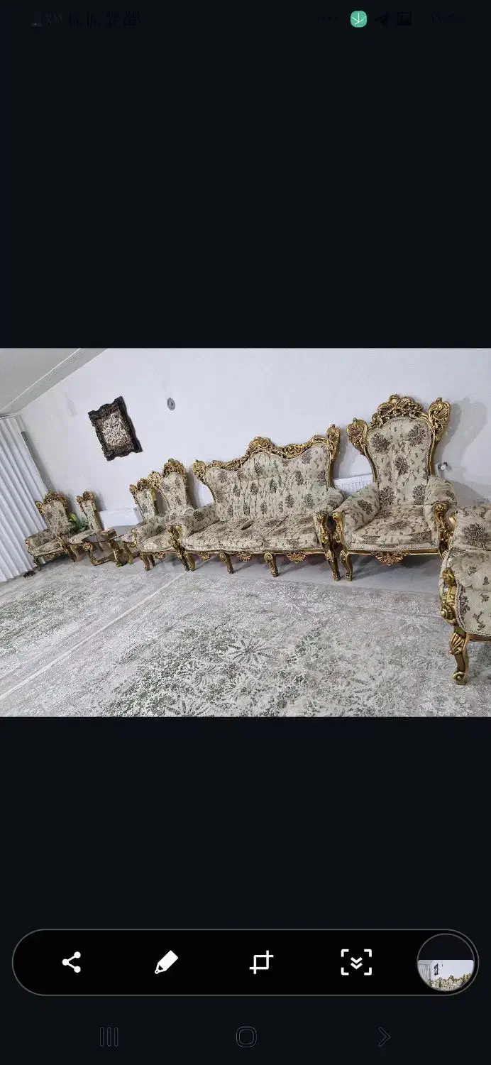 مبل۹نفره سلطنتی و میز تلویزیون قهوه ای|مبلمان خانگی و میز عسلی|گوآور, |دیوار