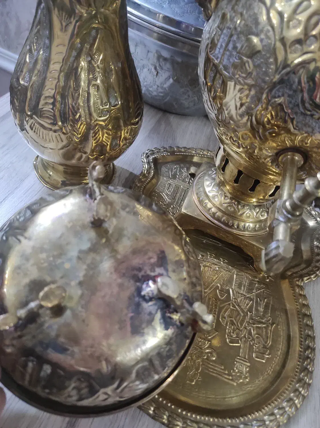 سماور برنجی طلایی|کلکسیون اشیاء عتیقه|مشهد, امیر|دیوار