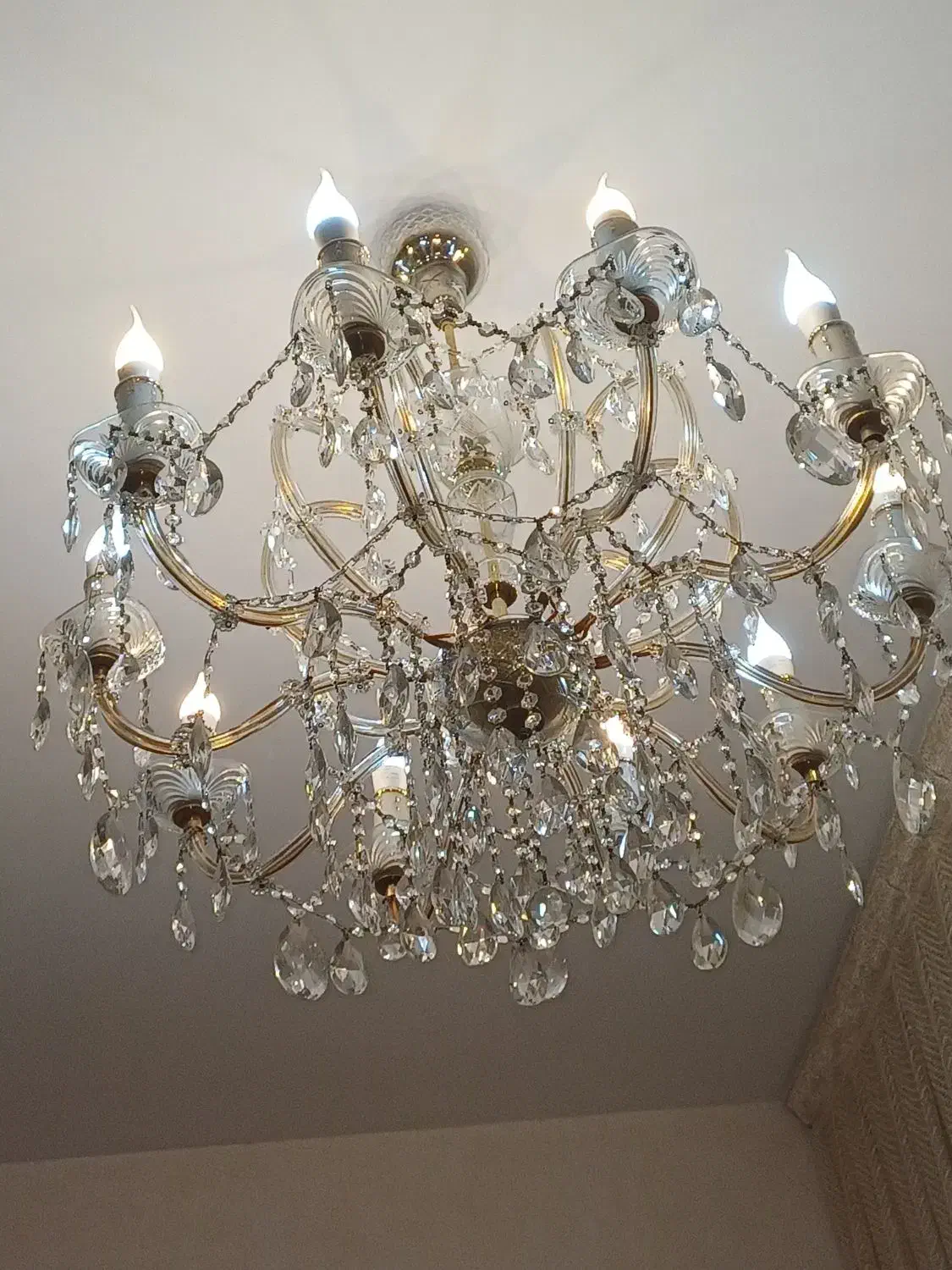 لوستر قدیمی ۱۰ شاخه ی بزرگ|لوستر و چراغ آویز|تبریز, |دیوار