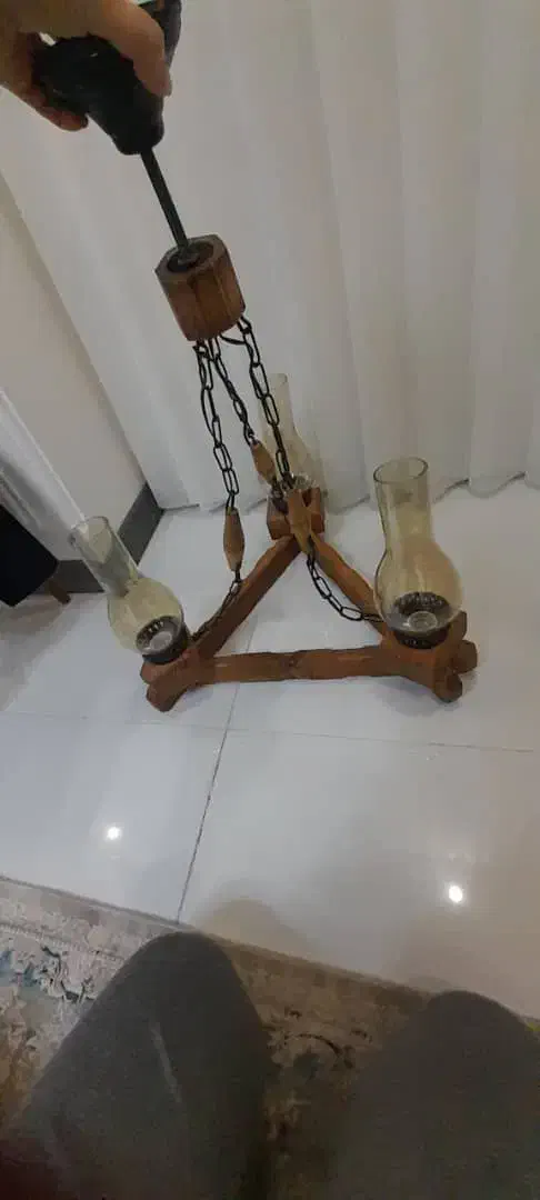 لوستر چوبی|لوستر و چراغ آویز|قم, بنیاد|دیوار