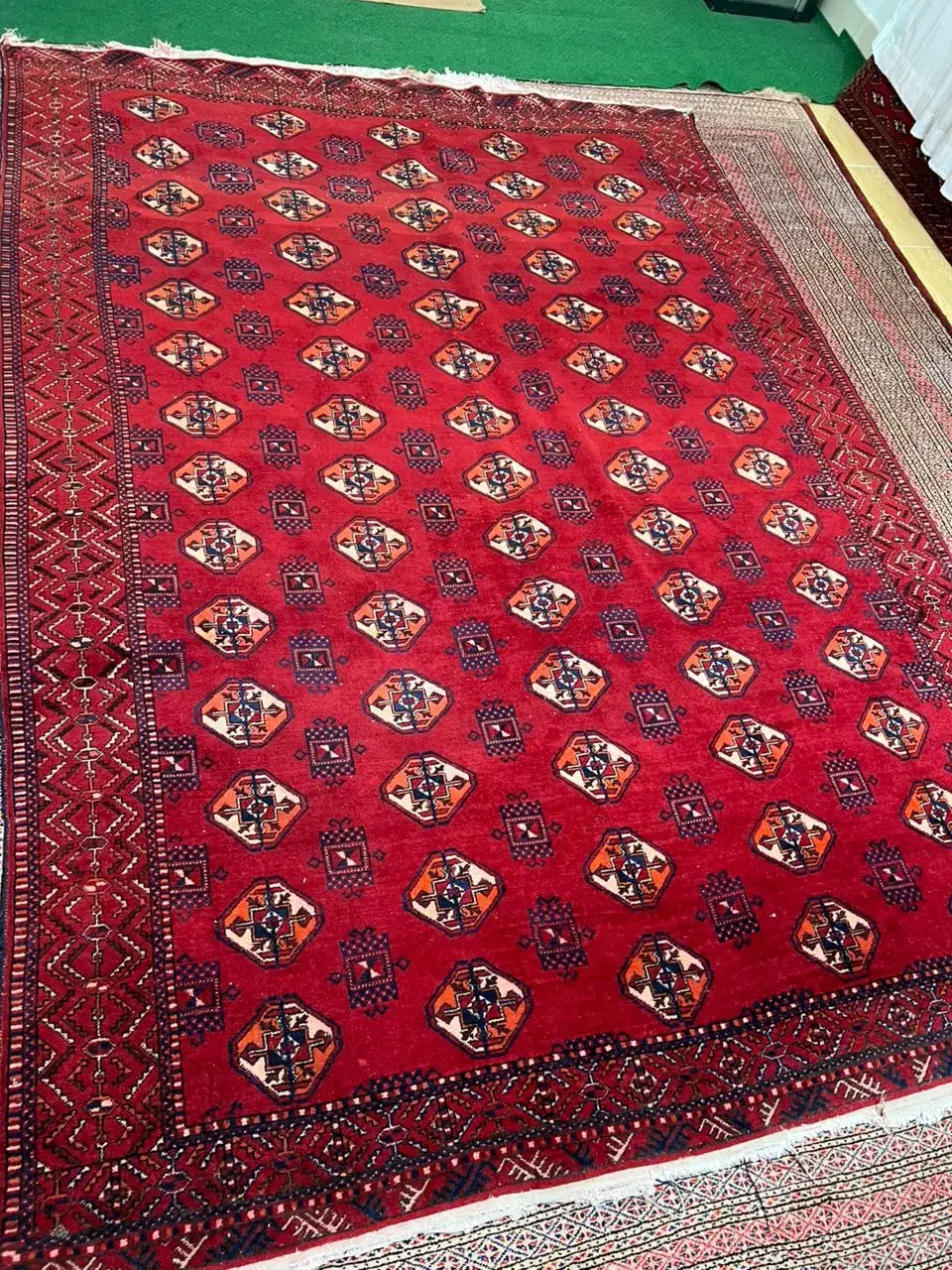 فرش دستبافت ترکمنی قرمز قدیمی|فرش|مینودشت, |دیوار