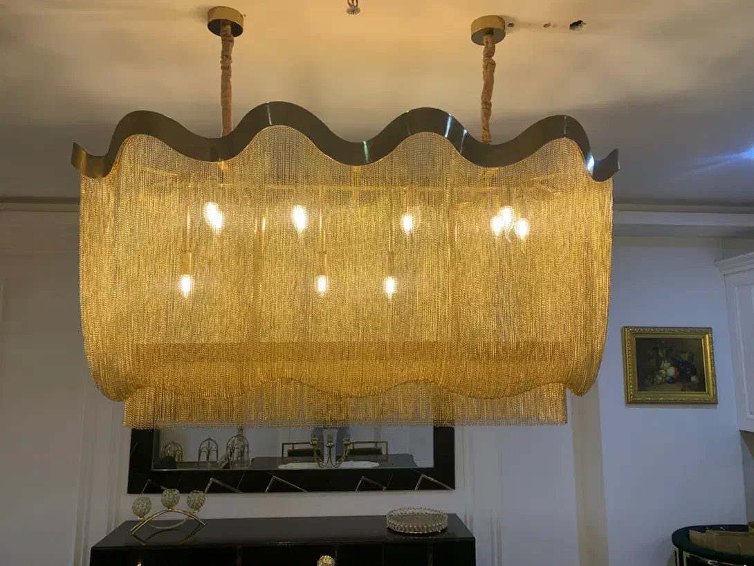 لوستر مدرن زنجیری طلایی|لوستر و چراغ آویز|مشهد, شهید بهشتی|دیوار