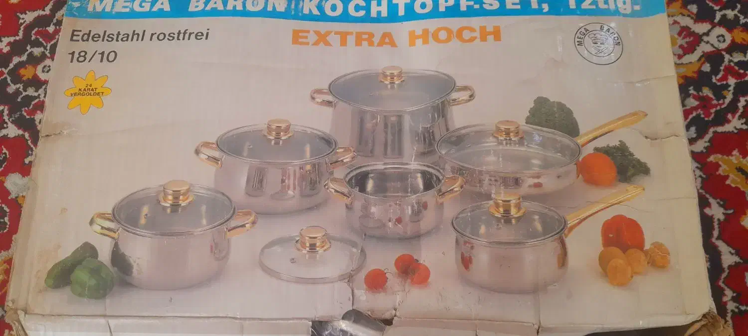 سرویس ۱۲ پارچه قابلمه استیل با کفی سه لایه المانی|ظروف پخت‌وپز|ملایر, |دیوار