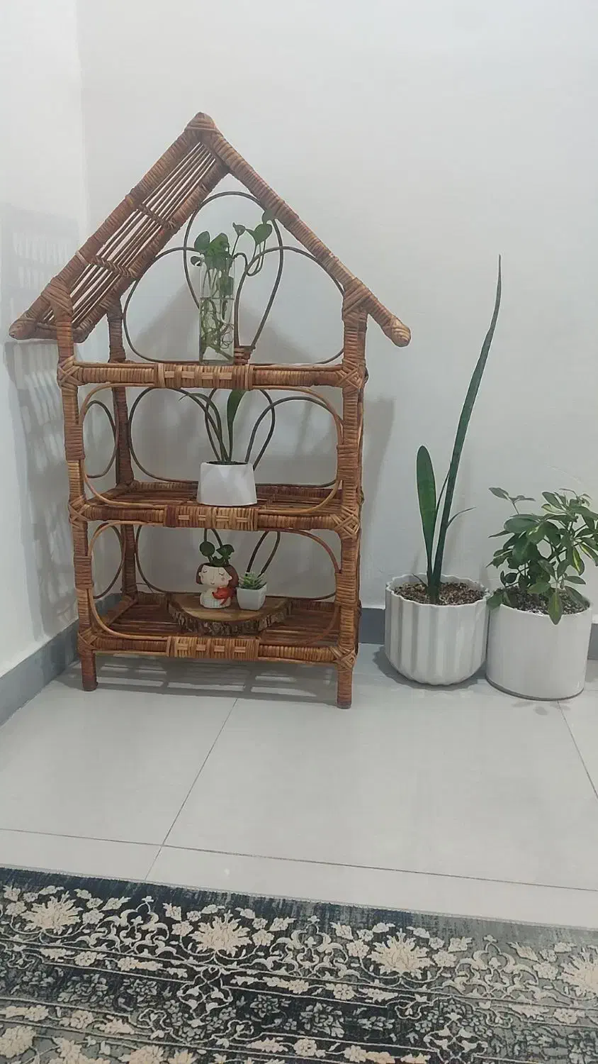 شلف کتابخانه دکوری حصیری|کتابخانه، شلف، قفسه‌های دیواری|اهواز, معین زاده|دیوار