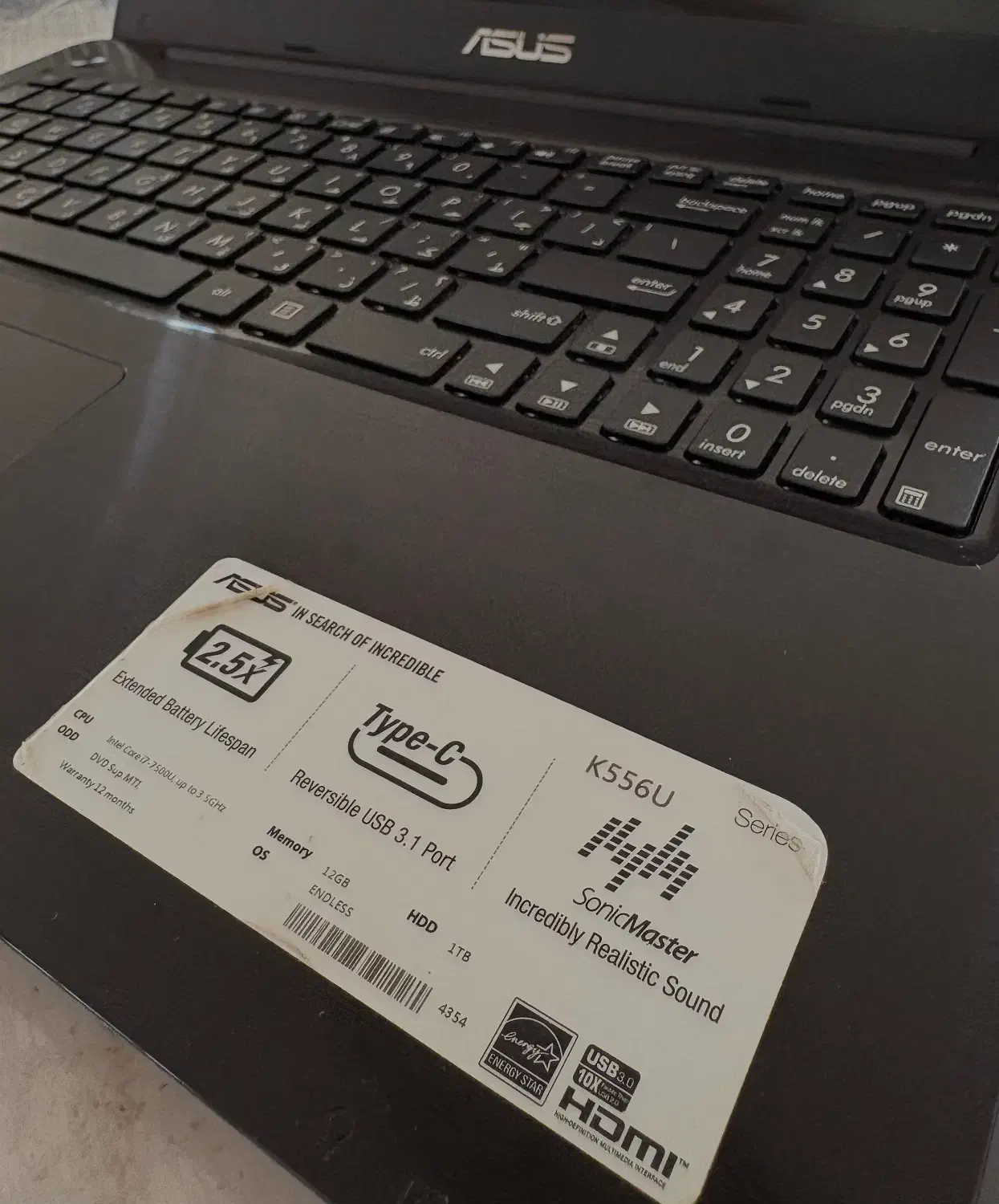 لپتاپ ASUS مدل k556UQ با مادربرد مدلx556|رایانه همراه|اصفهان, خواجو|دیوار