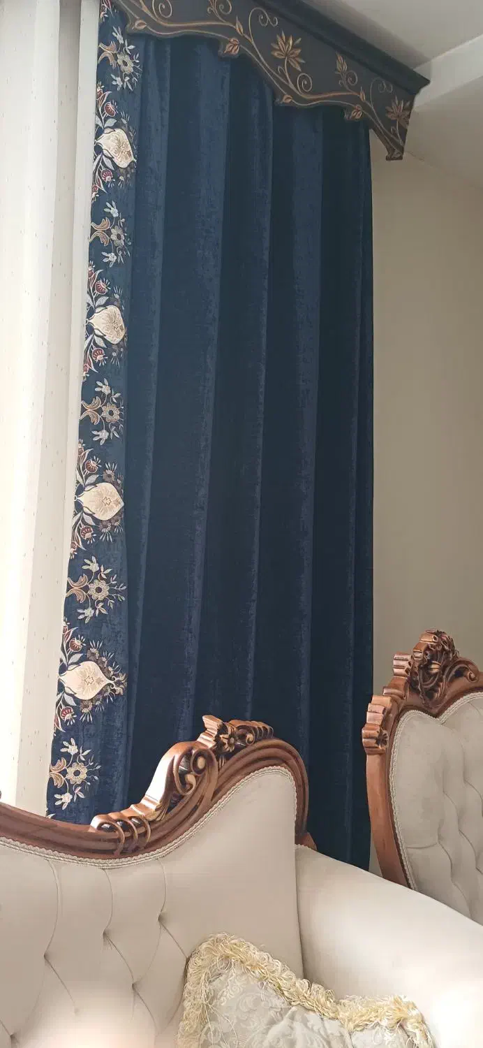 والن پرده آبی سرمه ای پانچی|پرده، رانر، رومیزی|الوند, |دیوار