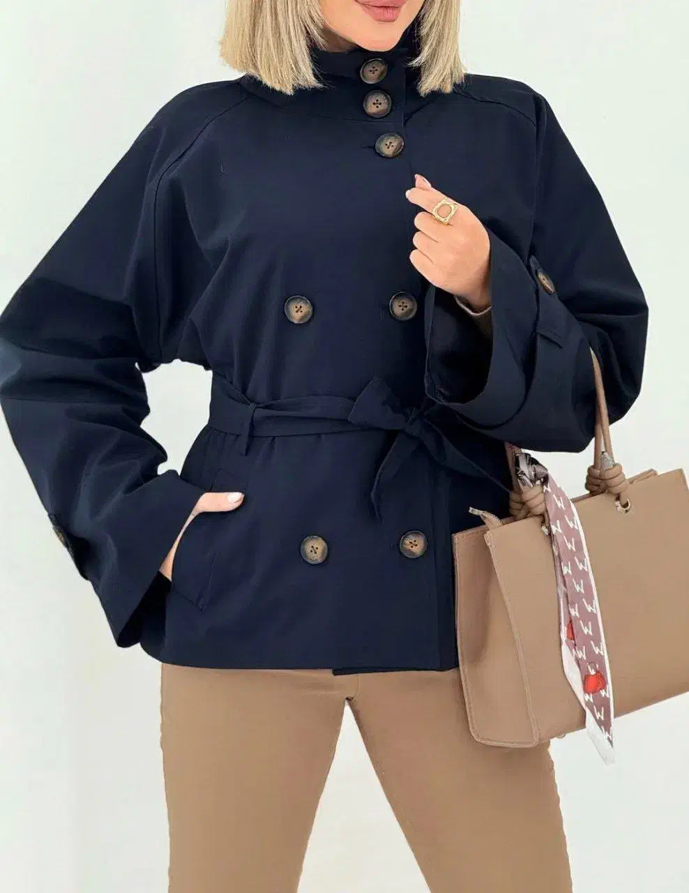 ترنج کت یقه ایستاده با آستر کشی و پارچه ضدآب|لباس|سمنان, |دیوار