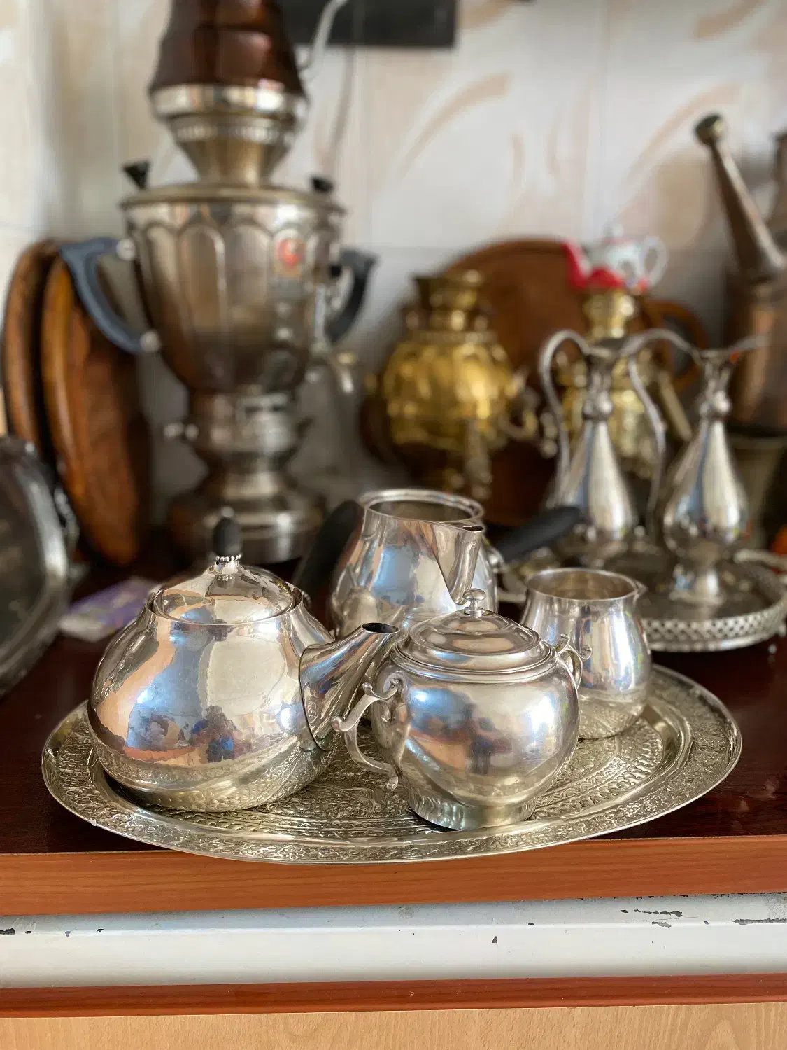 نقره چای خوری و قهوه خوری شیر جوش و قندان|کلکسیون اشیاء عتیقه|شهریار, شهریار|دیوار