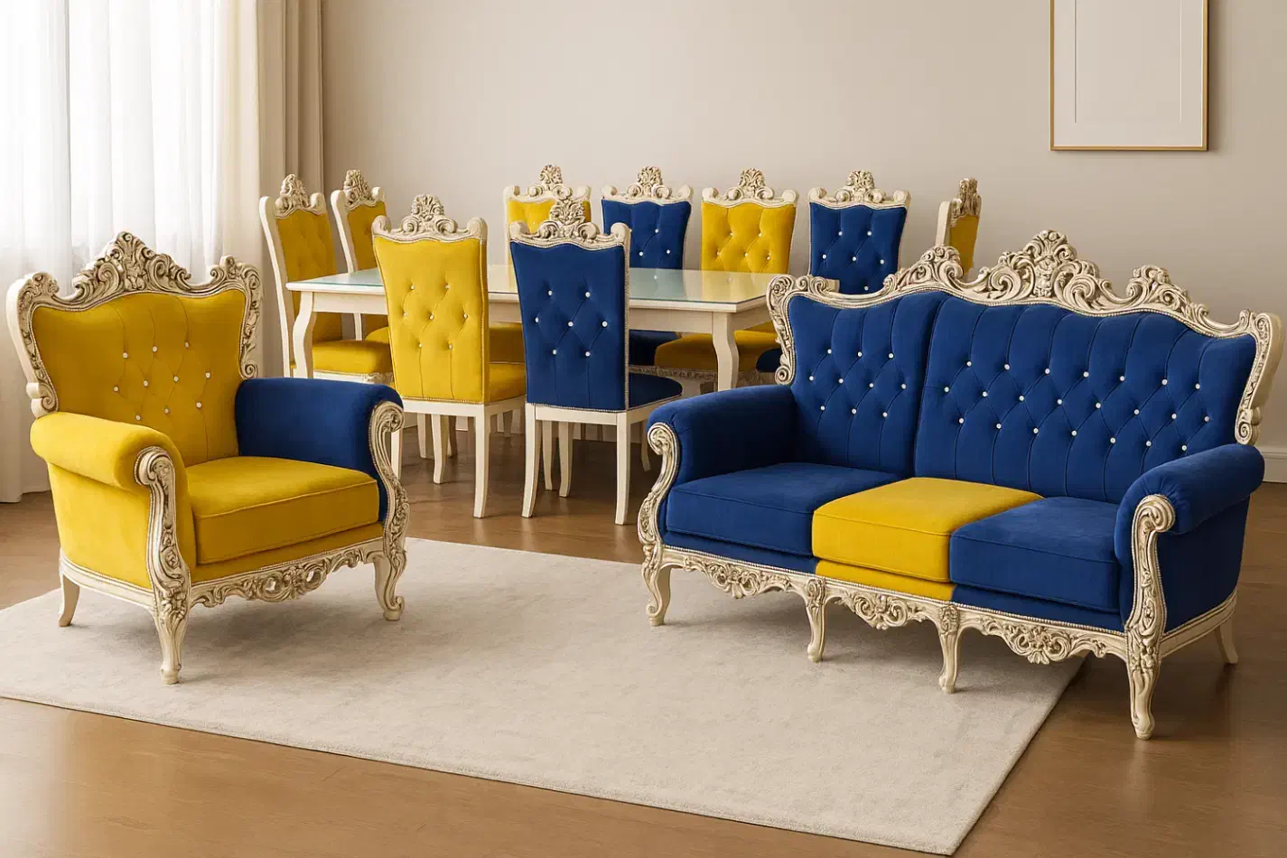 ست مبل و میز ناهارخوری استیل مدل عروس، بسیار تمیز|مبلمان خانگی و میز عسلی|خمین, |دیوار