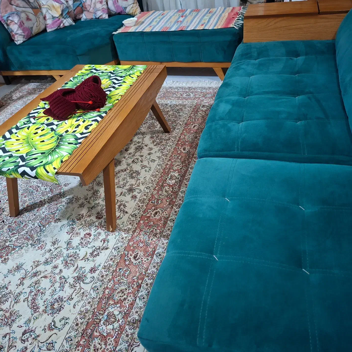 مبل ۷ نفره سبز ابی|مبلمان خانگی و میز عسلی|کرج, گلشهر|دیوار