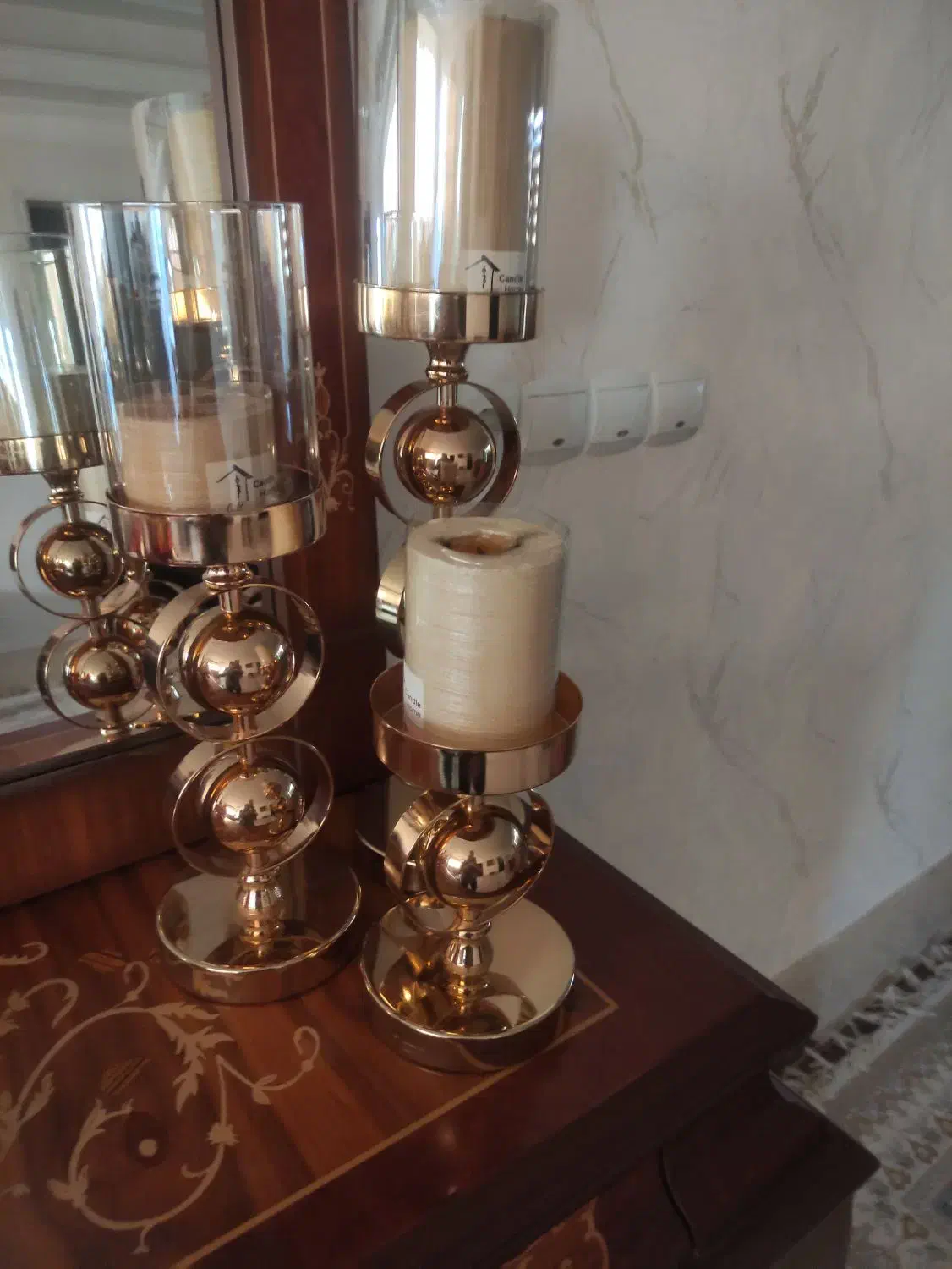 شمعدان طلایی تنگ گیلاس وچک|لوستر و چراغ آویز|قم, زنبیل آباد|دیوار