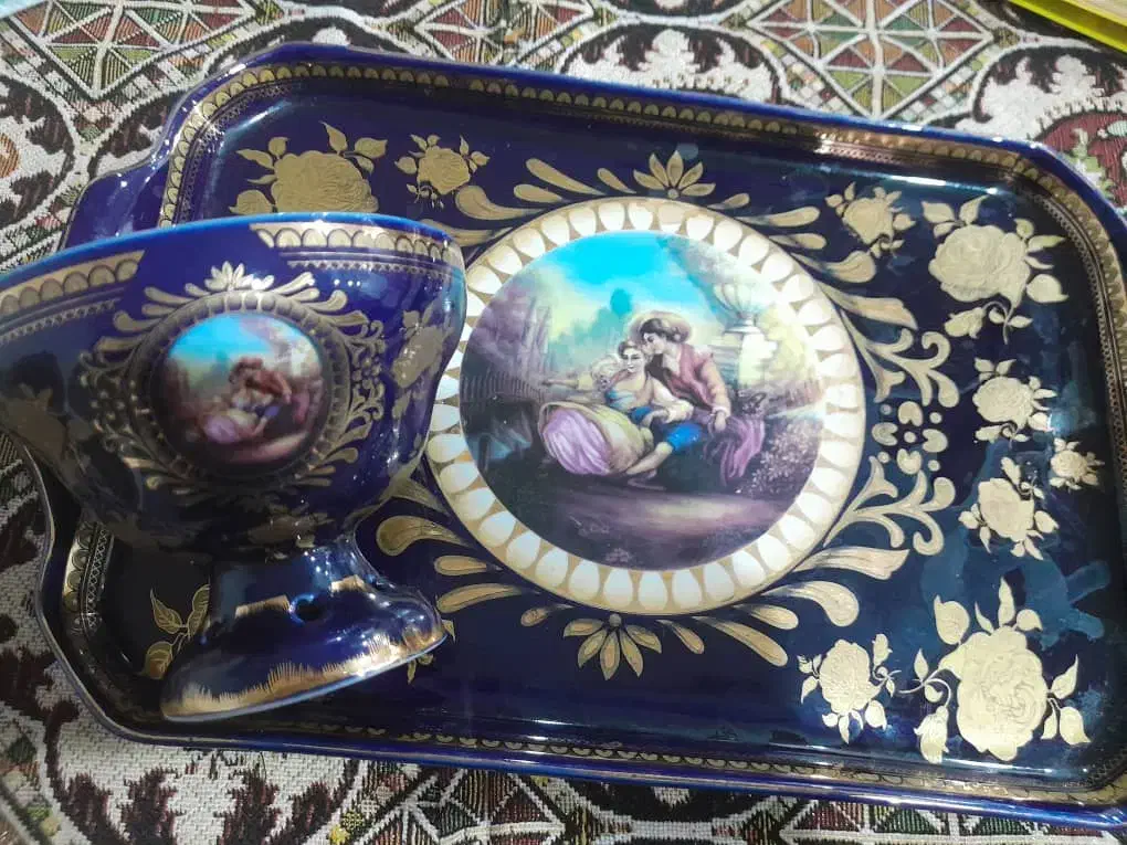 بستنی خوری سرمه ای طلا کوب خارجی|ظروف سرو و پذیرایی|علی‌آباد کتول, |دیوار
