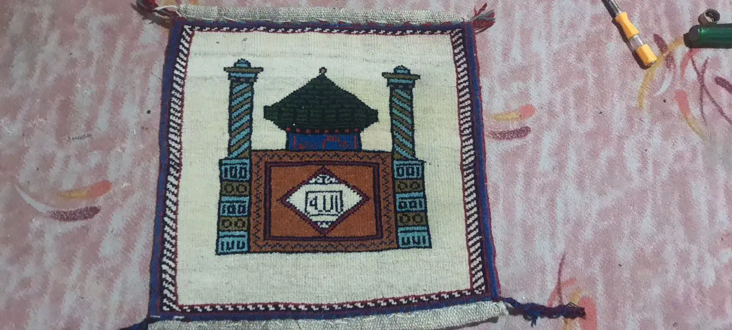 تابلوفرش دستباف قدیمی حرم امام رضا|تابلو فرش|کاکی, |دیوار