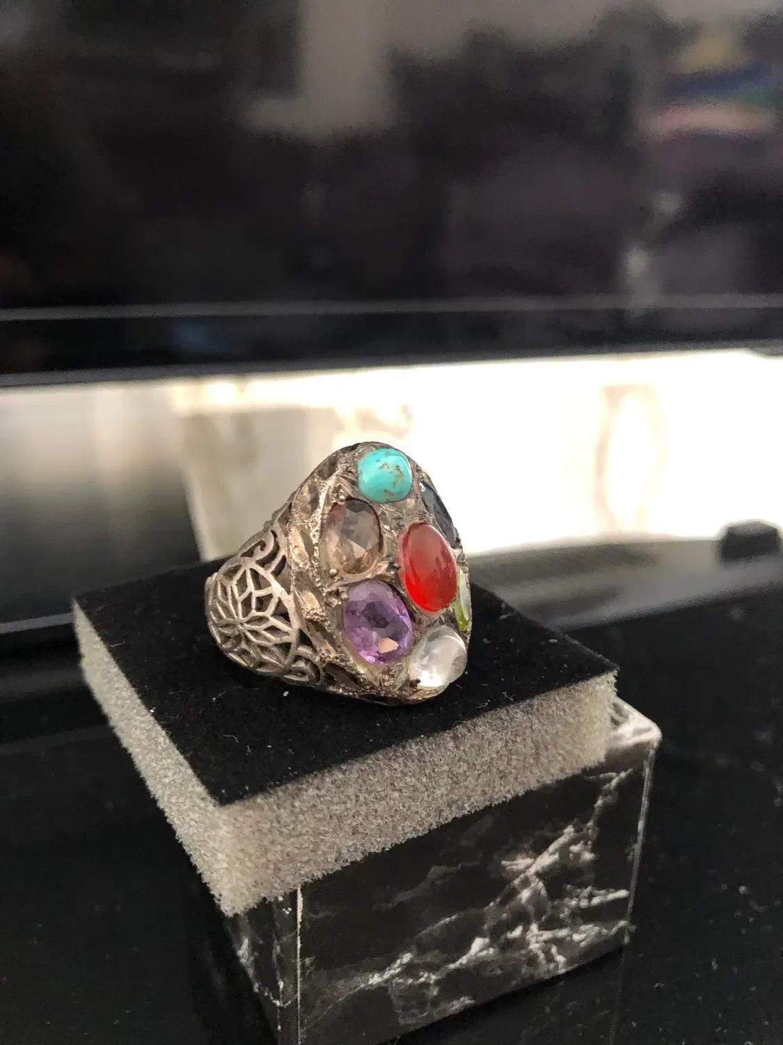 انگشتر ۷ سنگ عقیق اصل|جواهرات|پرند, فاز ۶|دیوار