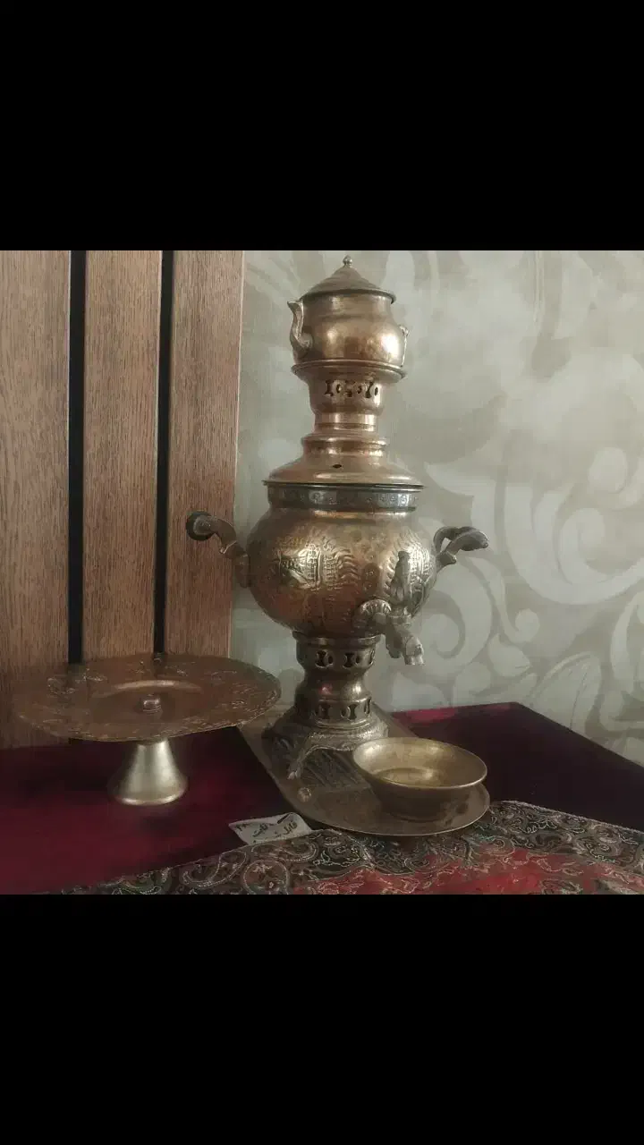 سماور ذغالی یک ونیم لیتری باسینی وقوری محکم|سماور، چای‌ساز، قهوه‌ساز|شیراز, تاچارا|دیوار
