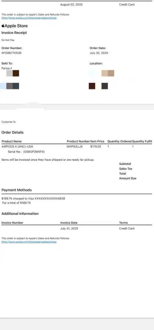 ایرپاد4 با ANC با فاکتور رسمی از شرکت اپل|لوازم جانبی موبایل و تبلت|تهران, شهرک غرب|دیوار