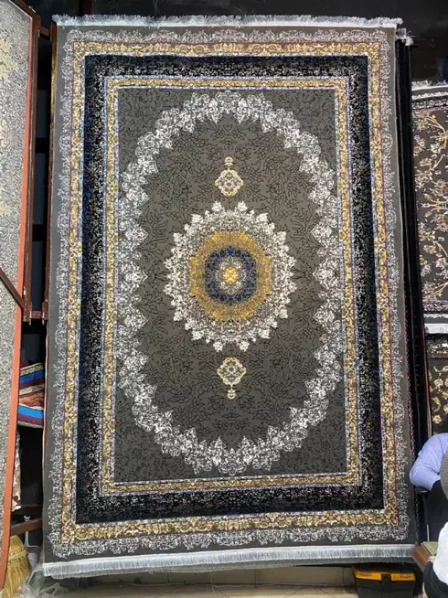 فرش ۱۲ متر باغ ملک سرمه ای هراج ضیاء|فرش|مشهد, سپاد|دیوار