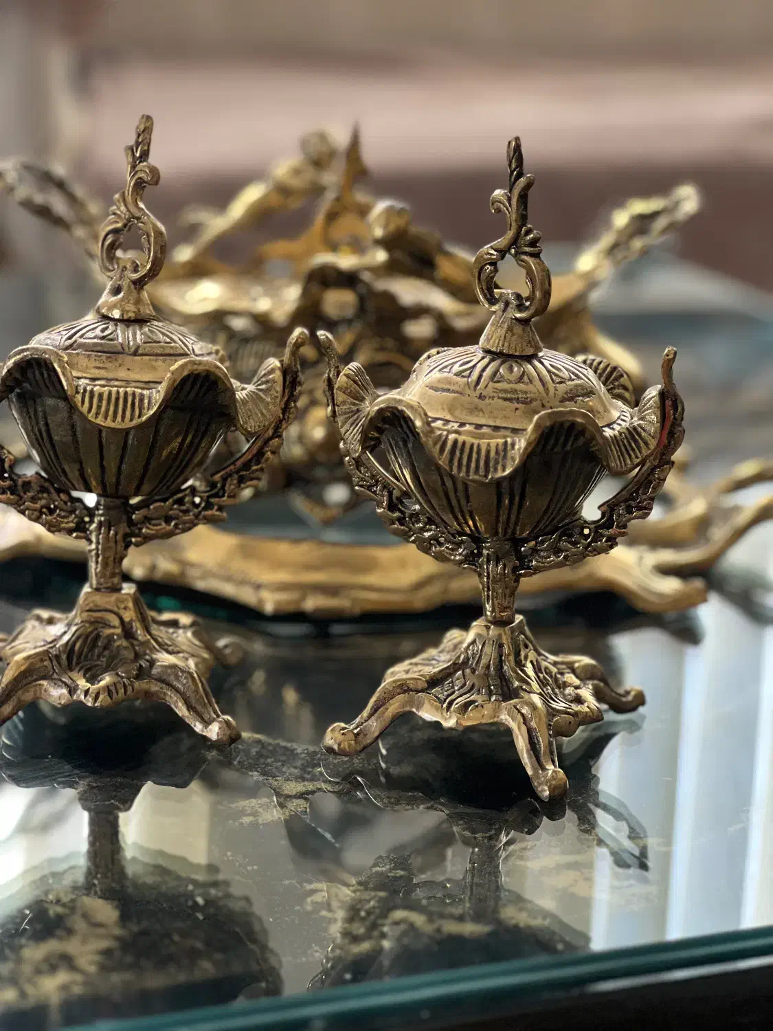 قندان برنجی|ظروف سرو و پذیرایی|کهریزک, |دیوار