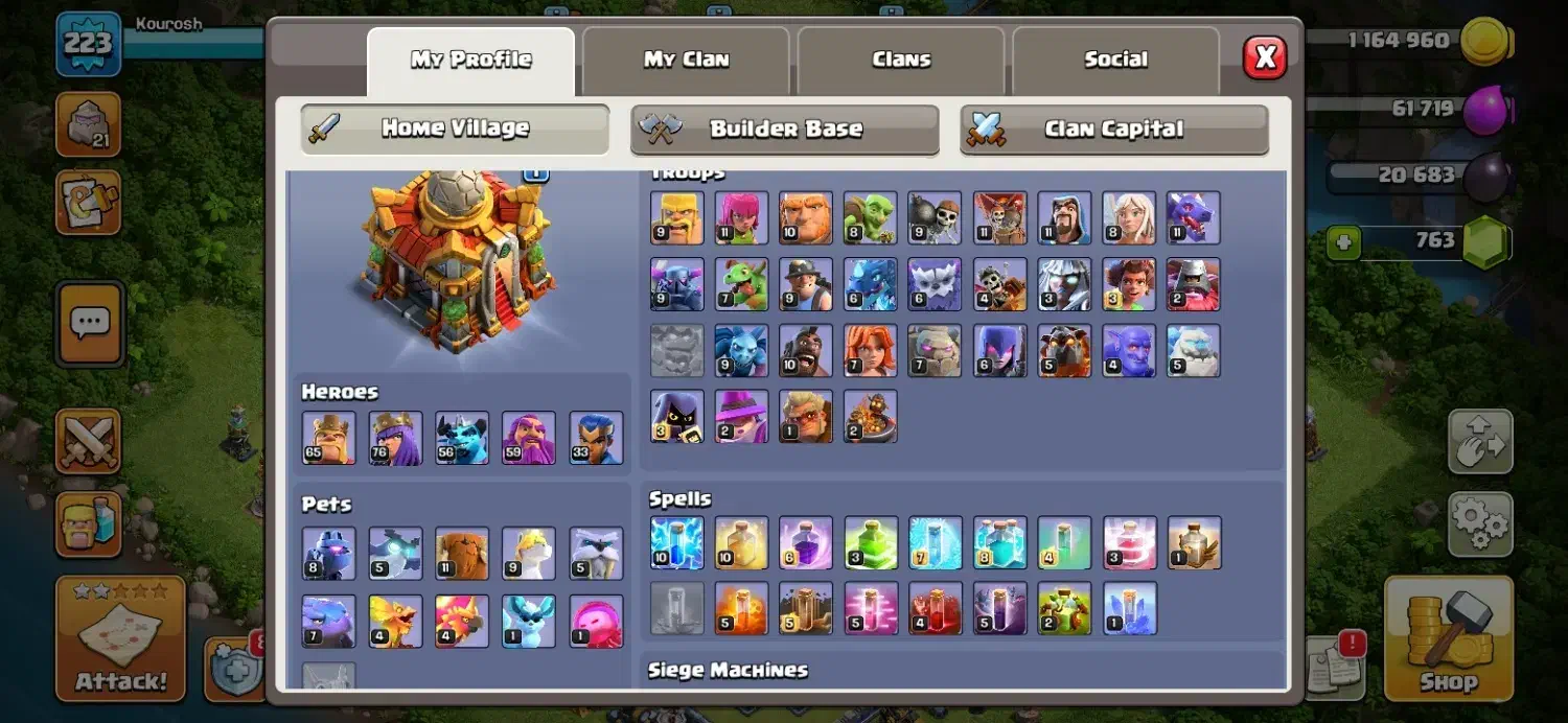 اکانت کلش لول 223|کنسول، بازی ویدئویی و آنلاین|اسفراین, |دیوار