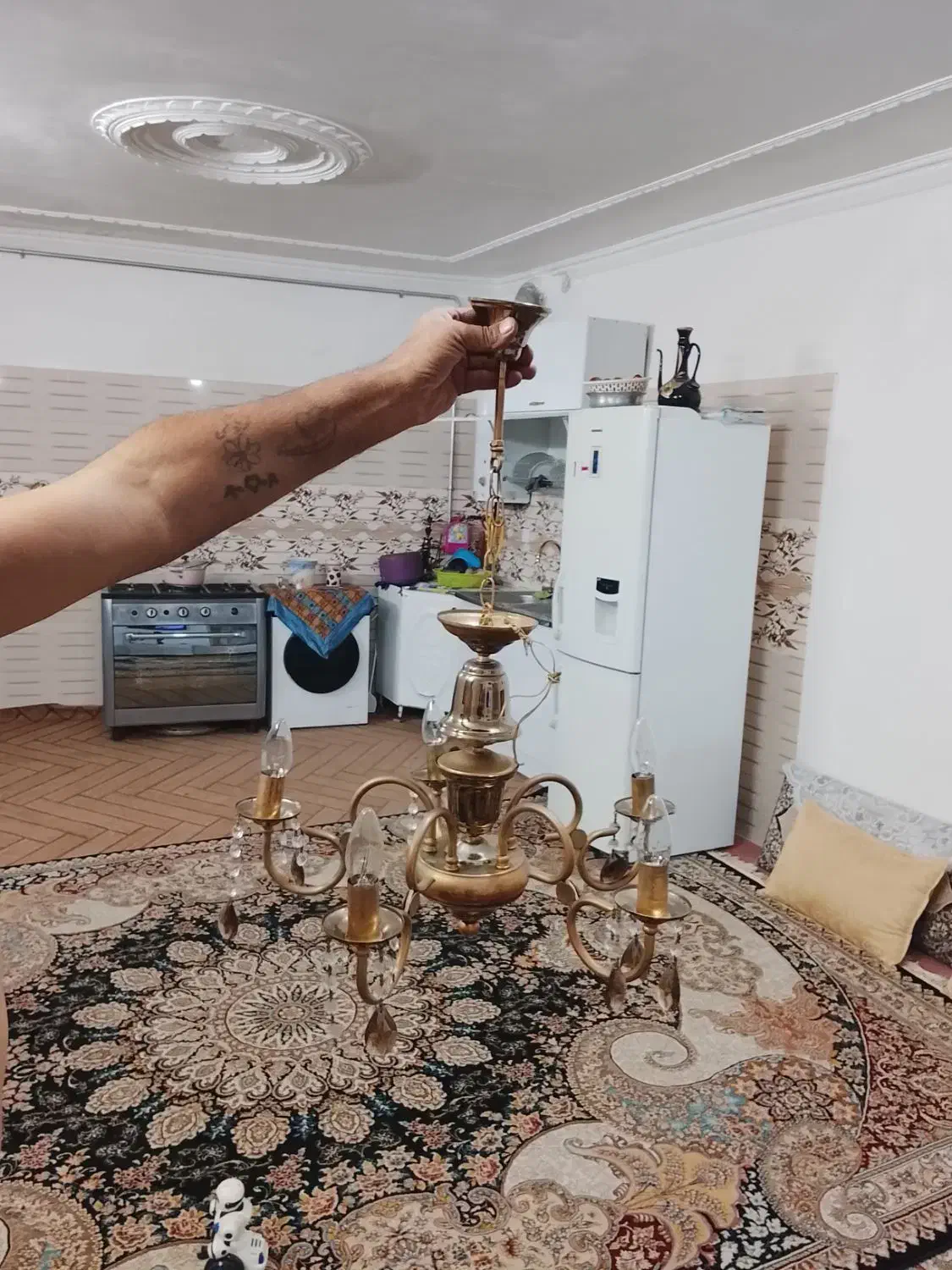 لوستر تمام برنجی سالم|لوستر و چراغ آویز|سبزوار, گلشن|دیوار