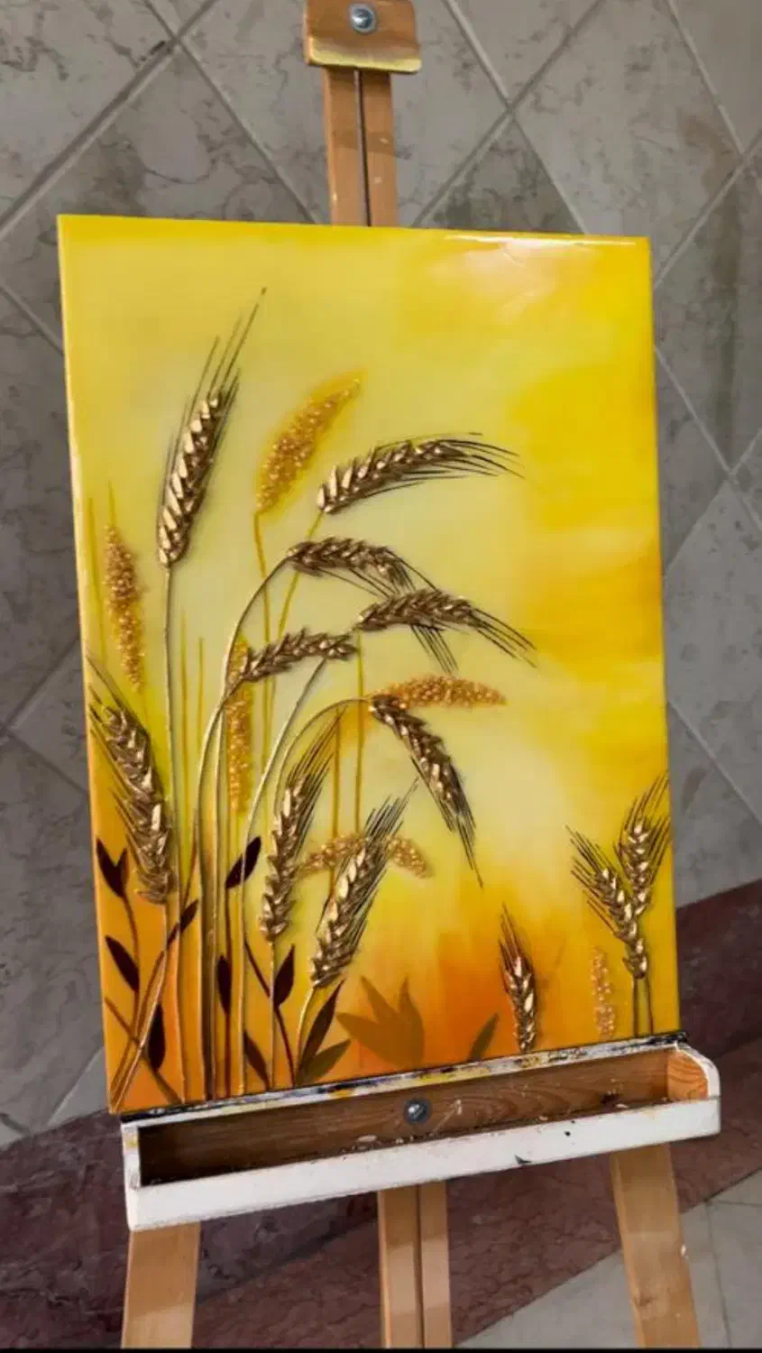 تابلو نقاشی رزین گندم|تابلو، نقاشی، عکس|تهران, سازمان برنامه جنوبی|دیوار