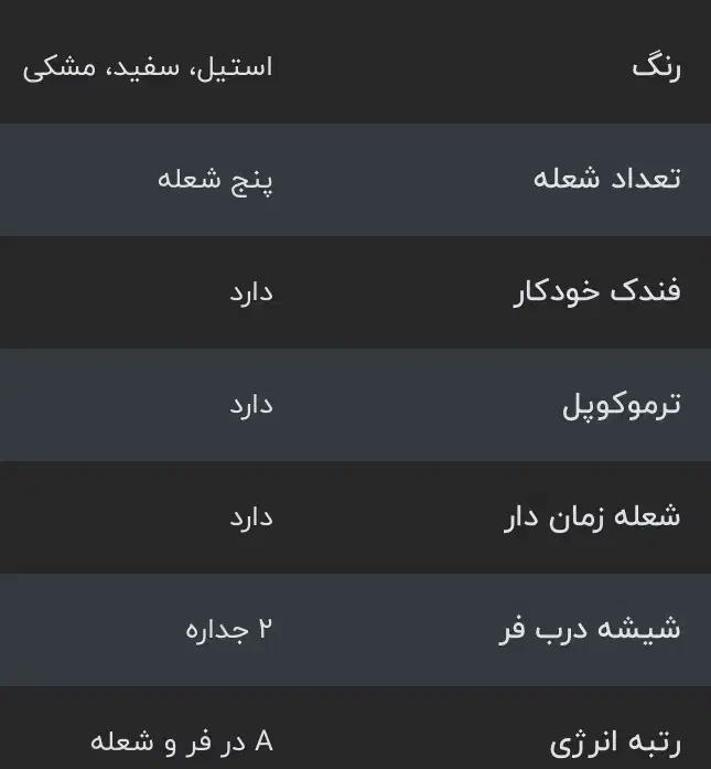 اجاق گاز پنج شعله پیلوت مدل PT|اجاق گاز و لوازم برقی پخت‌وپز|شیراز, شهرک بهشتی|دیوار