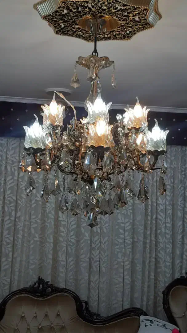 فروش لوستر ۶ شاخه برنجی|لوستر و چراغ آویز|دزفول, |دیوار
