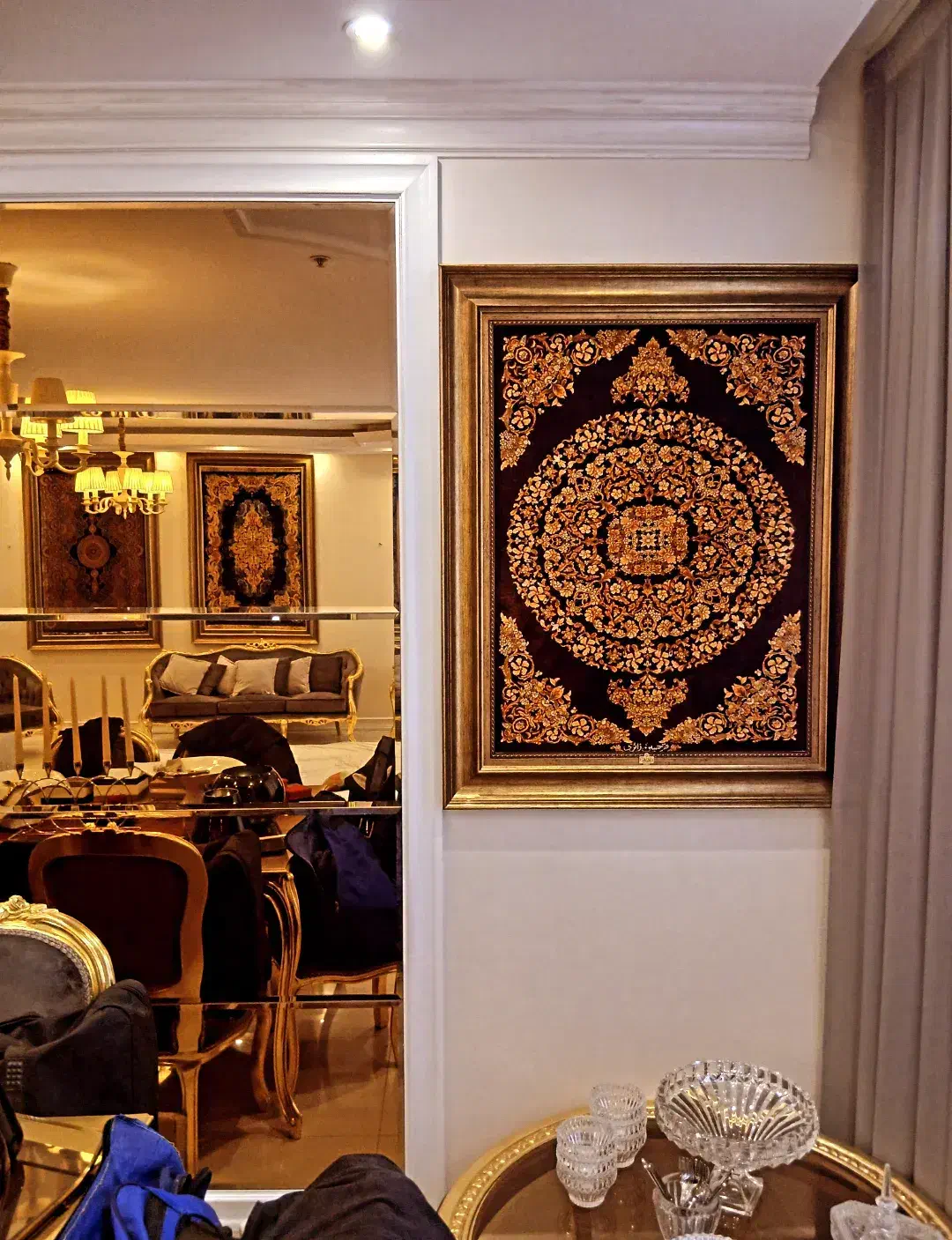 تابلو فرش تمام ابریشم نفیس اصل قمی|تابلو فرش|مشهد, سجاد شهر|دیوار