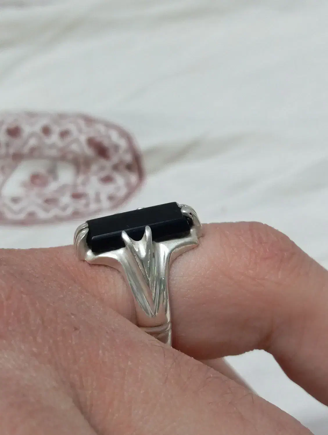 انگشترنقره عقیق سیاه رکاب دستسازنقره عیاربالا بشرط|جواهرات|قم, نیروگاه|دیوار