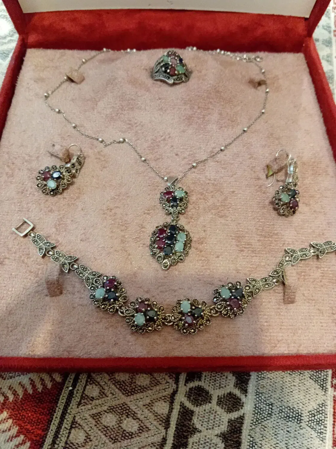 سرویس نقره تایلندی با سنگهای جواهر|جواهرات|ارومیه, |دیوار