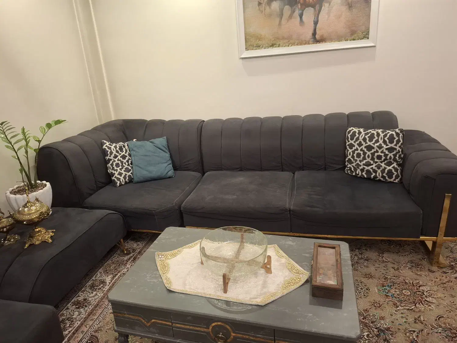 مبل ال بهمراه جلو مبلی و عسلی|مبلمان خانگی و میز عسلی|تهران, نارمک جنوبی|دیوار