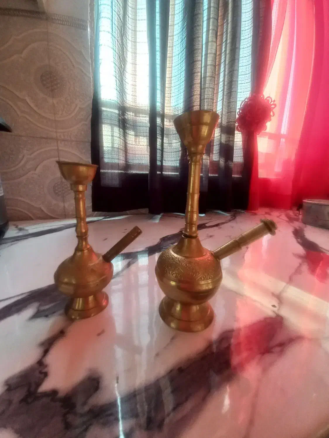 قلیون برنجی قدیمی عقیقه|کلکسیون اشیاء عتیقه|پاکدشت, پاکدشت (مامازند)|دیوار