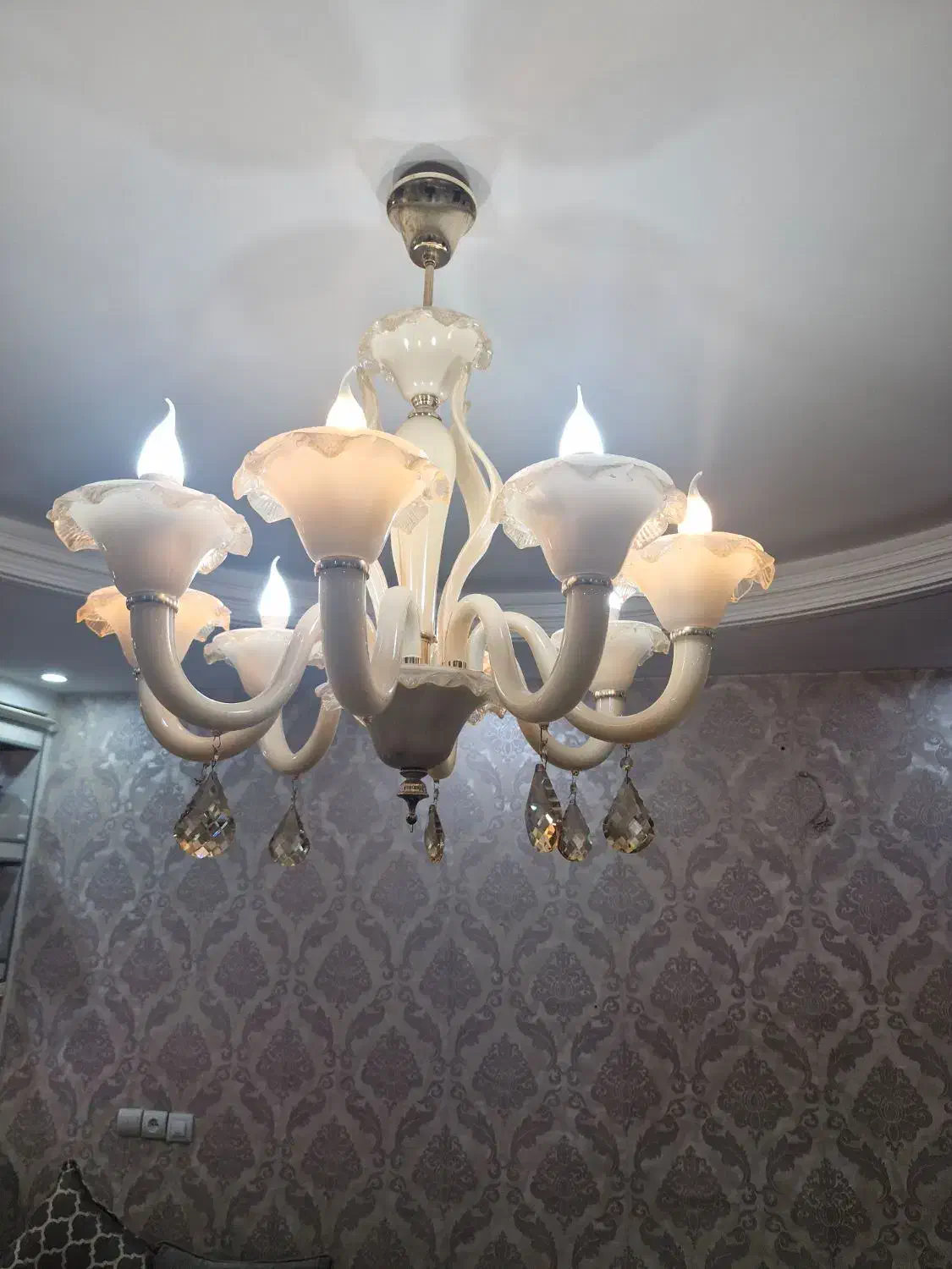 لوستر کریستال خارجی ۸ شعله|لوستر و چراغ آویز|ری, صفاییه (چشمه علی)|دیوار