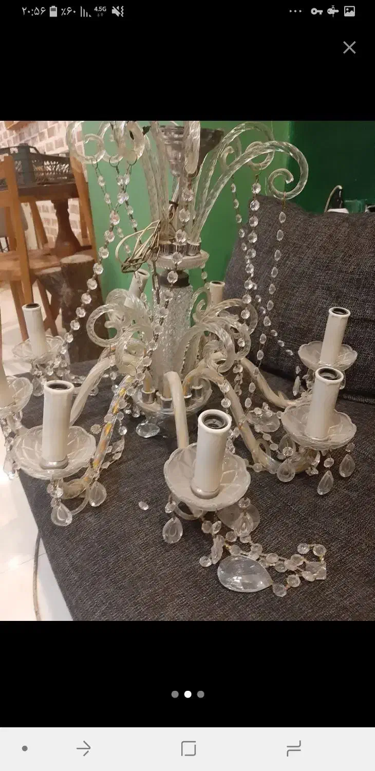 لوستر طلایی و شیشه ای|لوستر و چراغ آویز|اندیشه, شهرک صدف|دیوار