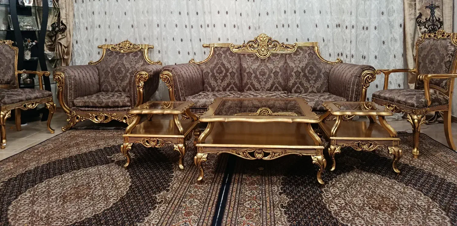 مبل سلطنتی 9نفره و ناهارخوری 8نفره|مبلمان خانگی و میز عسلی|بناب, |دیوار